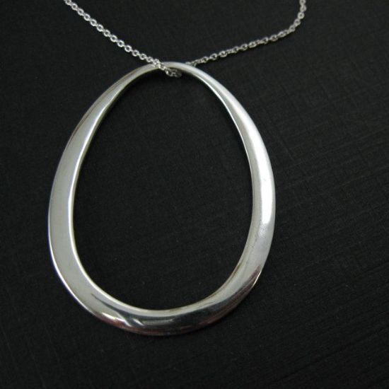 Wholesale 925 Sterling Silver Necklace - Huge Oval Charm (16-24")