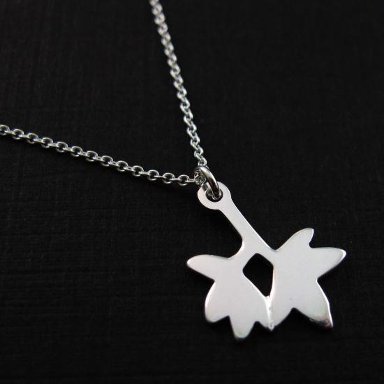 Wholesale .925 Sterling Silver Necklace- Double Leaf Charm Pendant Necklace (16-24 inch)