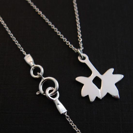 Wholesale .925 Sterling Silver Necklace- Double Leaf Charm Pendant Necklace (16-24 inch)