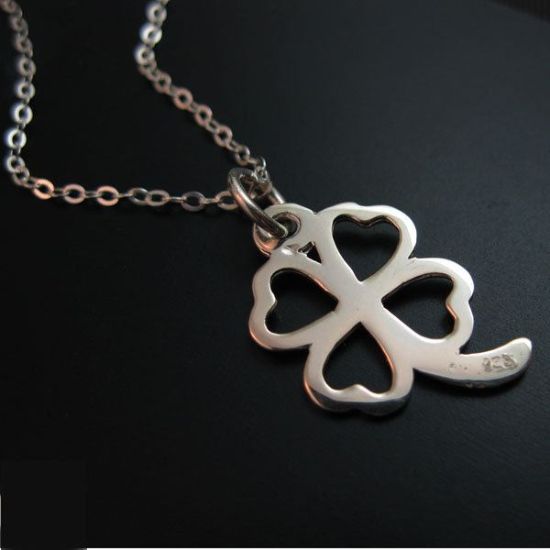 Wholesale 925 Sterling Silver Necklace - Four Leaf Clover Charm Necklace (16-24")