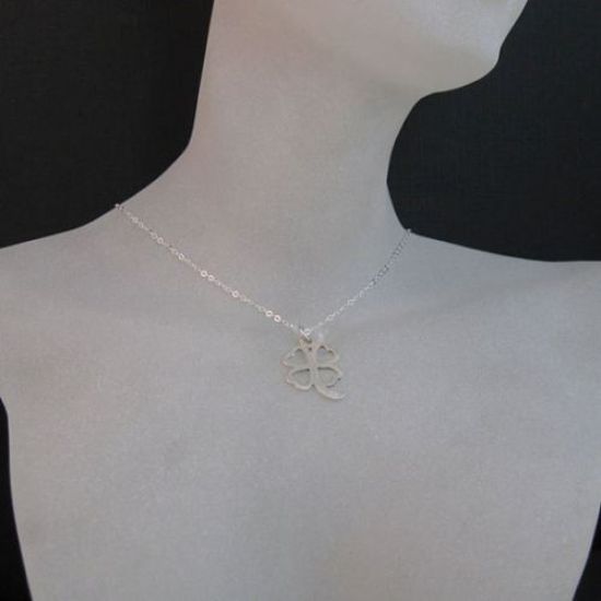 Wholesale 925 Sterling Silver Necklace - Four Leaf Clover Charm Necklace (16-24")