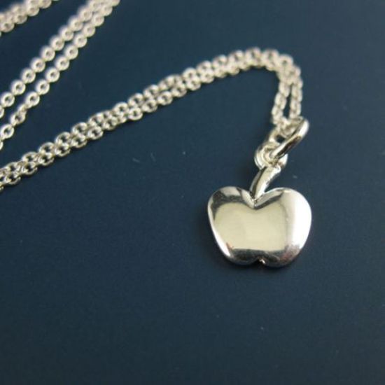 Wholesale 925 Sterling Silver Necklace with Tiny Apple Charm Pendant (16-24")
