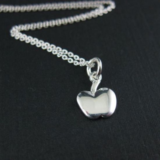 Wholesale 925 Sterling Silver Necklace with Tiny Apple Charm Pendant (16-24")