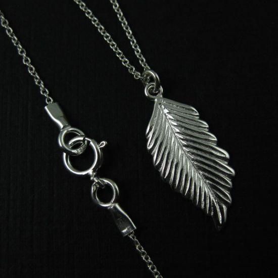 Wholesale 925 Sterling Silver Necklace- Feather Charm Pendant Necklace (16-24 inch)