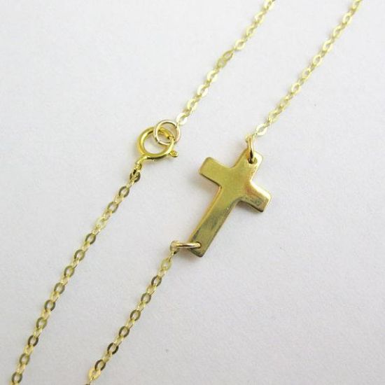 Wholesale 925 Sterling Silver Necklace- 24 K Gold Plated Vermeil- Sideways Cross Charm Pendant- (16-24 inches)