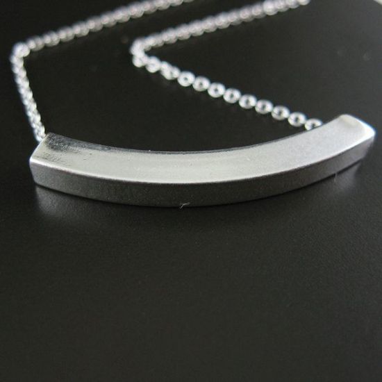 Wholesale 925 Sterling Silver Necklace - Square Curve Tube Charm (16-24")