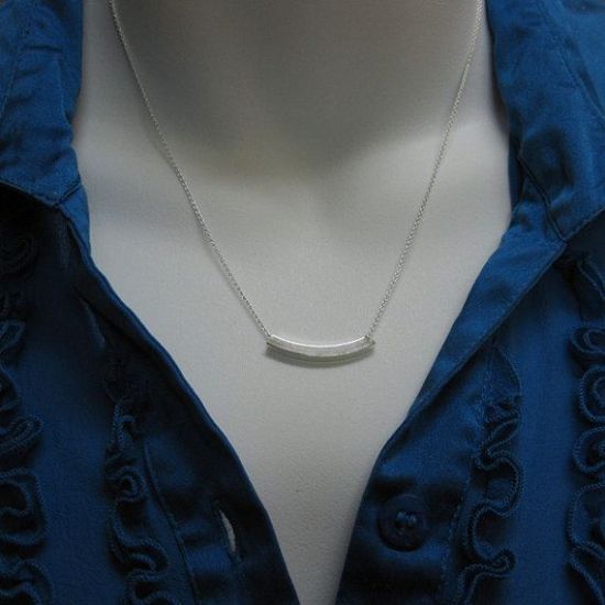 Wholesale 925 Sterling Silver Necklace - Square Curve Tube Charm (16-24")