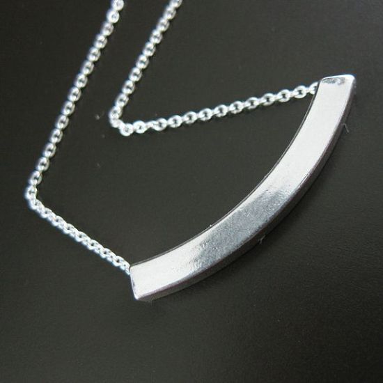 Wholesale 925 Sterling Silver Necklace - Square Curve Tube Charm (16-24")