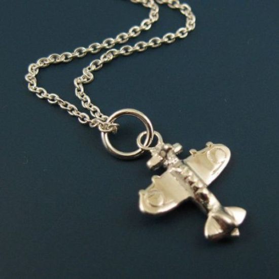 Wholesale 925 Sterling Silver Necklace with Airplane Charm Pendant (16-24")