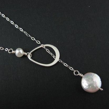 Wholesale 925 Sterling Silver Necklace-Pearl,Fresh Water Pearls,Teardrop Charm, Lariat,Necklace