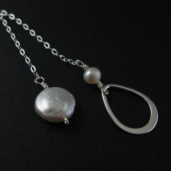 Wholesale 925 Sterling Silver Necklace-Pearl,Fresh Water Pearls,Teardrop Charm, Lariat,Necklace