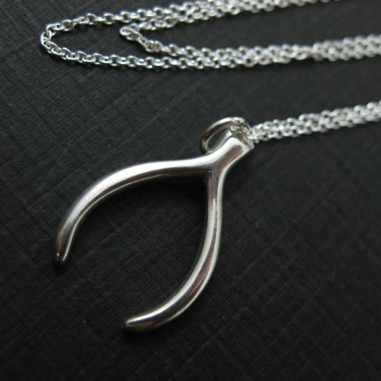 Wholesale 925 Sterling Silver Wishbone Charm Pendant Necklace (16-24 inch)