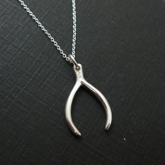 Wholesale 925 Sterling Silver Wishbone Charm Pendant Necklace (16-24 inch)