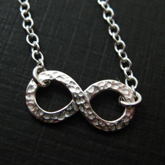 Wholesale 925 Sterling Silver Hammered Infinity Charm Pendant Necklace (16-24 inch)