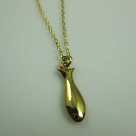 Wholesale 18K Gold Plated Over Sterling Silver VERMEIL Findings - Lovely Fish Charm Pendant Necklace- (16-24 inches)