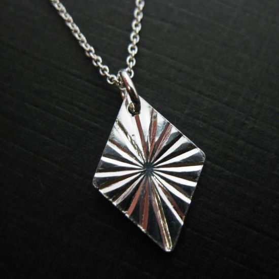 Wholesale 925 Sterling Silver Textured Diamond Charm pendant- (16-24 inches)