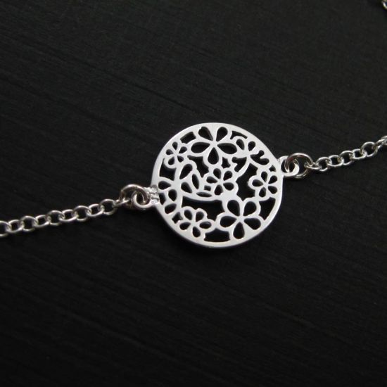 Wholesale 925 Sterling Silver Necklace- Round Flower Connector- (16-24 inches)