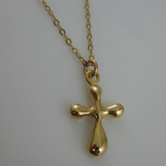 Wholesale 18K Gold Plated Vermeil over Sterling Silver Fancy Cross Charm Pendant Necklace- (16-24 inches)