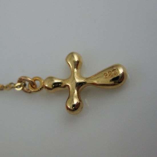 Wholesale 18K Gold Plated Vermeil over Sterling Silver Fancy Cross Charm Pendant Necklace- (16-24 inches)