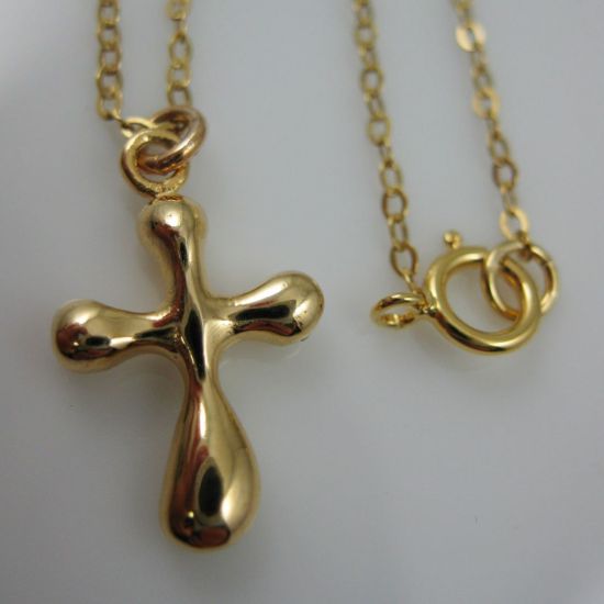 Wholesale 18K Gold Plated Vermeil over Sterling Silver Fancy Cross Charm Pendant Necklace- (16-24 inches)