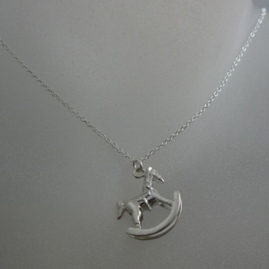 Wholesale 925 Sterling Silver Rockinghorse Charm Pendant Necklace (16-24 inches)