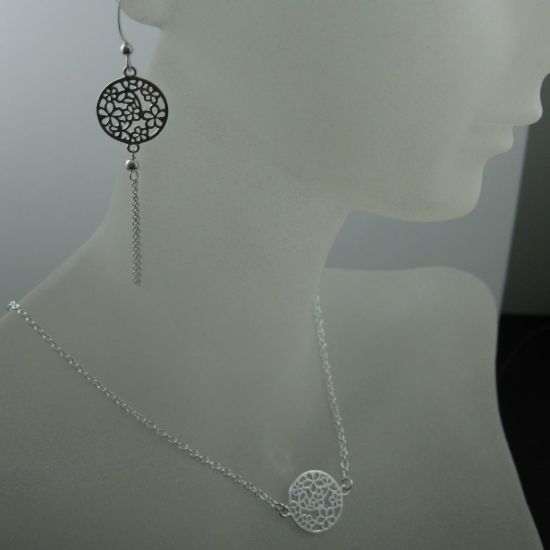 Wholesale 925 Sterling Silver Jewelry Set- Round Flower Connector