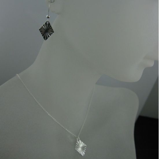 Wholesale 925 Sterling Silver Jewelry Set-Textured Diamond Charm