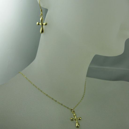 Wholesale 18k Gold plated over Sterling Silver Vermeil Jewelry Set- Fancy Cross