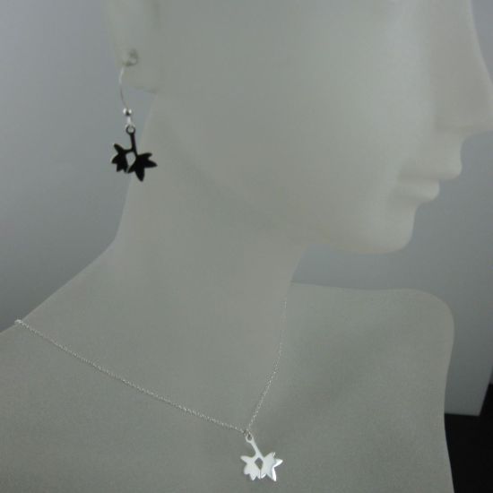 Wholesale 925 Sterling Silver Jewelry Set- Double Leaf Charm