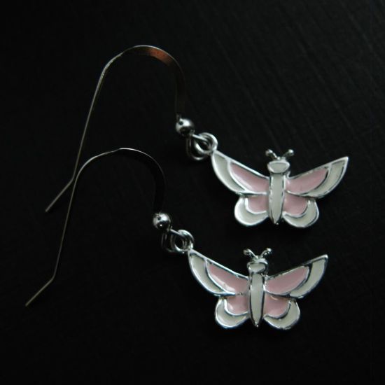 Wholesale 925 Sterling Silver Jewelry Set-White and Pink Butterfly Charm
