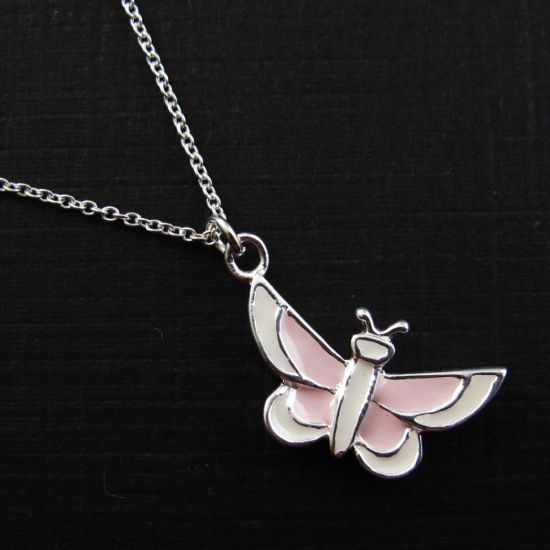 Wholesale 925 Sterling Silver Jewelry Set-White and Pink Butterfly Charm