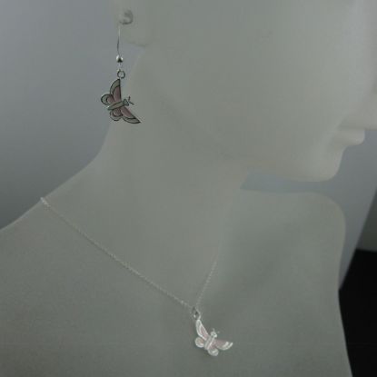 Wholesale 925 Sterling Silver Jewelry Set-White and Pink Butterfly Charm