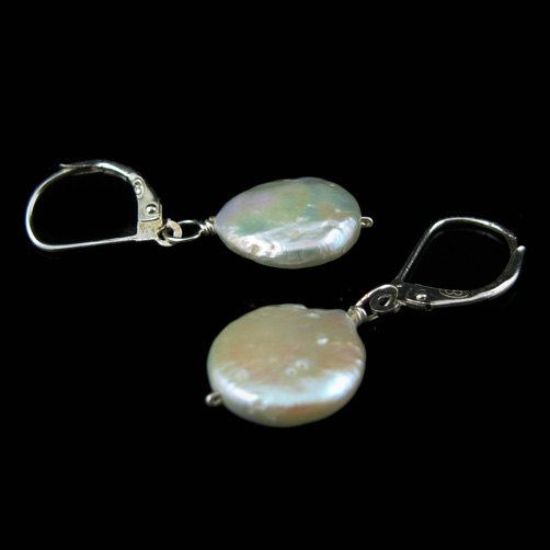 Wholesale 925 Sterling Silver Earrings-Single Pearl Coin