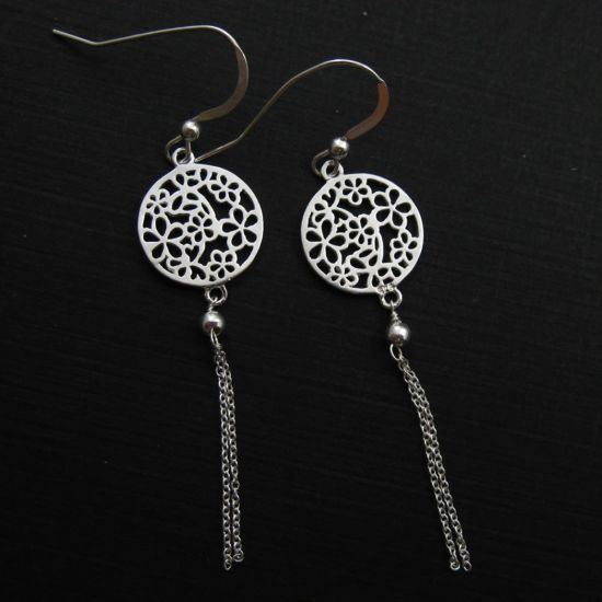Wholesale 925 Sterling Silver Earrings-Round Flower Connector