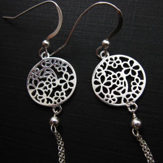 Wholesale 925 Sterling Silver Earrings-Round Flower Connector