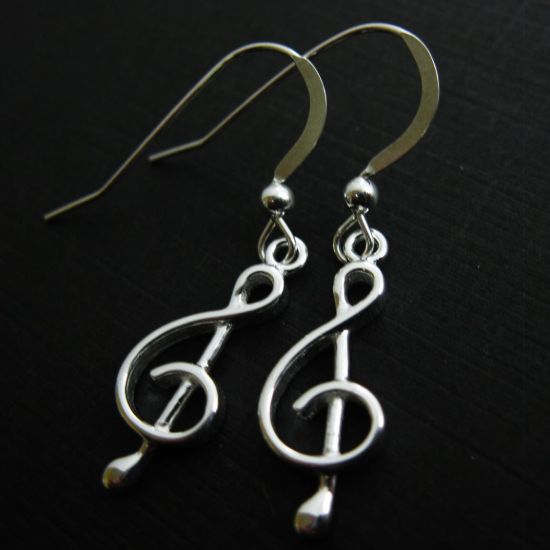 Wholesale 925 Sterling Silver Earrings-Music Note Charm