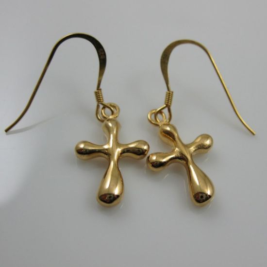 Wholesale 18K Gold Plated Vermeil over Sterling Silver Earrings- Fancy Cross