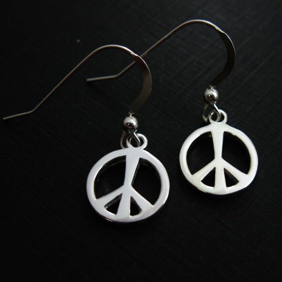 Wholesale 925 Sterling Silver Earrings-Peace Charm