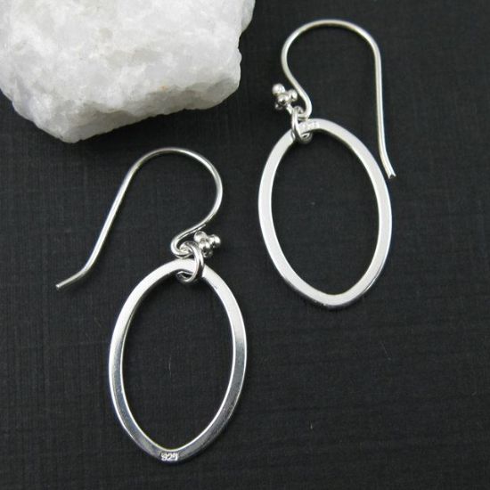 Wholesale 925 Sterling Silver Earrings-Single Oval Charm
