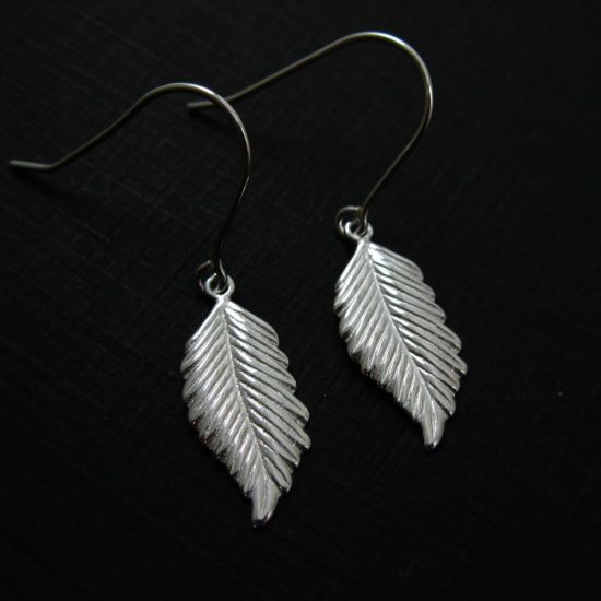 Wholesale 925 Sterling Silver Earrings-Feather Charm