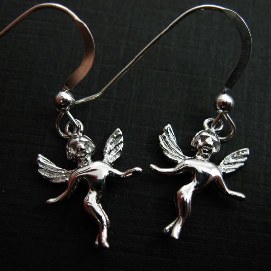 Wholesale 925 Sterling Silver Earrings-Angel Charm