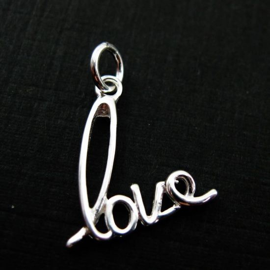 Wholesale Sterling Silver Love Charm, Love in Script Pendants,Charms and Pendants for Jewelry Making, Wholesale Findings