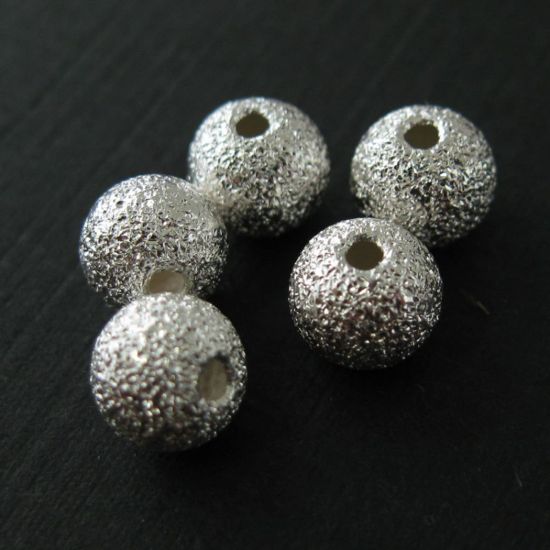 Wholesale Sterling Silver Findings - Textured Round Bead - 6mm ( 5 pcs) 