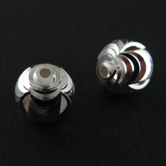 Wholesale Sterling Silver 8mm Textured Round Beads with Slits (Sold Per 3 Pieces)