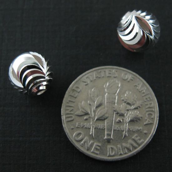 Wholesale Sterling Silver 8mm Textured Round Beads with Slits (Sold Per 3 Pieces)