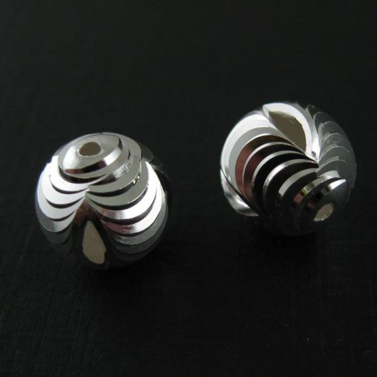 Wholesale Sterling Silver 10mm Textured Round Bead with Slits (Sold Per 2 Pieces)