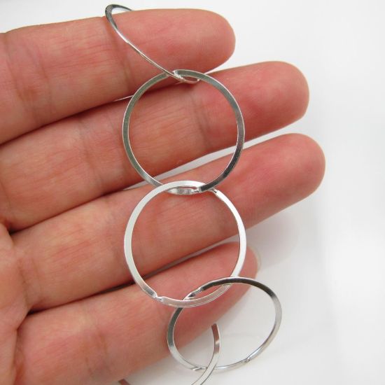 Wholesale Chain, Rhodium plated Sterling Silver Flat Circle Chain 22mm Bulk Chain by the foot