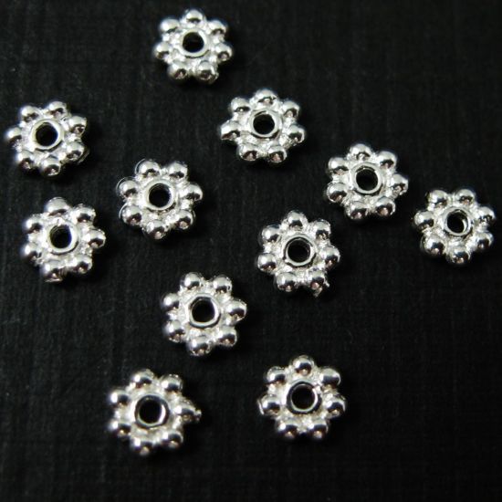 Wholesale Sterling Silver Tiny Daisy Spacer Charm, Charms and Pendants for Jewelry Making, Wholesale Findings