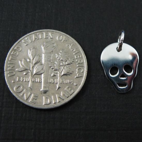 Wholesale 925 Sterling Silver Halloween Skull Charm - 11x9mm (1 pc)