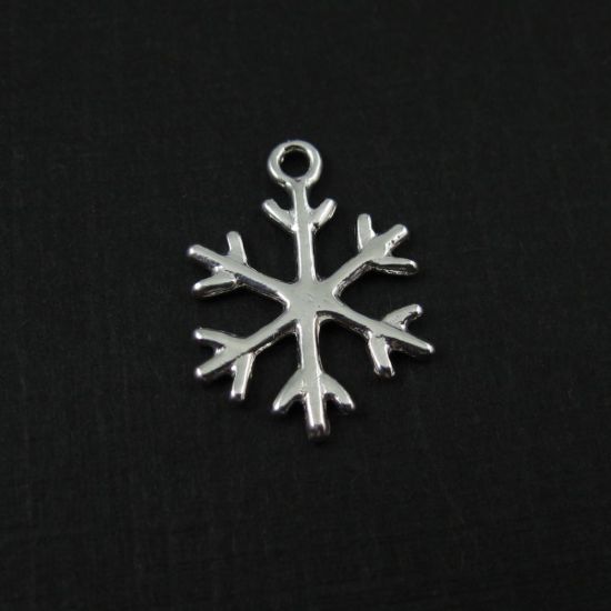Wholesale 925 Sterling Silver Snowflake Charm - 18x13mm (1 pc)